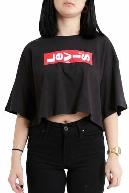 Levi's Slacker Κοντομάνικο Crop Top Μαύρο