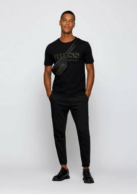 Hugo Boss Ανδρικό T-shirt Μαύρο με Λογότυπο